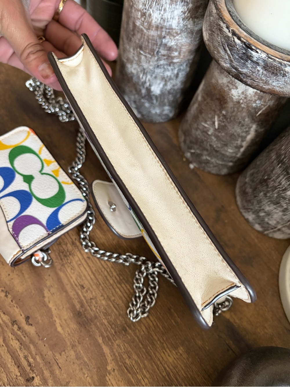 Coach poppy Rainbow Signature Canvas Crossbody Wallet - White Trim - Picture 5 of 6